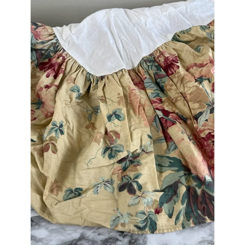 Ralph Lauren Elsa Grasslands Vtg Floral Yellow Twin Bed Ruffle Dust Ruffle USA